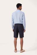 Regular Fit Chino-Style Linen Shorts - MARINE - 35149 - 4