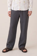 Relaxed Fit Linen Elasticated Waist Linen Pants - STONE - 35154 - 1