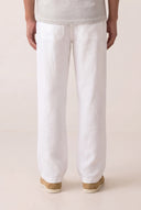 Regular Fit Elasticated Waist Linen Trousers - WHITE - 35878 - 3