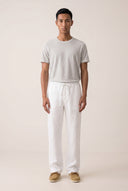 Regular Fit Elasticated Waist Linen Trousers - WHITE - 35878 - 2