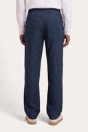 Regular Fit Elasticated Waist Linen Trousers - NAVY BLUE  - 35879 - 3