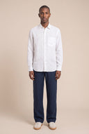 Regular Fit Elasticated Waist Linen Trousers - NAVY BLUE  - 35879 - 2