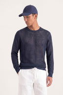 Regular Fit Linen Knit Crewneck - 1