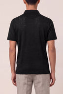 Linen Jersey Polo Shirt - BLACK SOLI - 33561 - 3