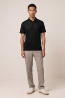 Linen Jersey Polo Shirt - BLACK SOLI - 33561 - 2