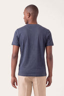 Regular Fit Linen Jersey Henley Shirt - NAVY BLUE  - 35157 - 4