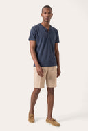 Regular Fit Linen Jersey Henley Shirt - NAVY BLUE  - 35157 - 2