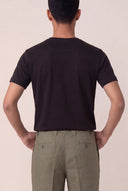 Regular Fit Linen Jersey Henley Shirt - BLACK SOLI - 33571 - 3