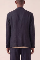 Two Button Slim Fit Tailored Linen Blazer - MARINE - 33572 - 3