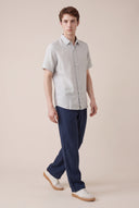 Short-Sleeved Regular Fit Linen Shirt - SUGAR SOFT - 35146 - 2