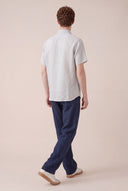 Short-Sleeved Regular Fit Linen Shirt - SUGAR SOFT - 35146 - 4