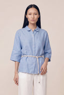 Short-Sleeved Boxy Linen Shirt - PACIFIC SO - 35160 - 1