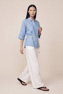 Short-Sleeved Boxy Linen Shirt - PACIFIC SO - 35160 - 2