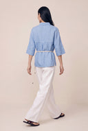 Short-Sleeved Boxy Linen Shirt - PACIFIC SO - 35160 - 4
