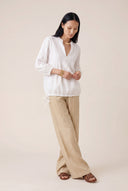 Regular Fit Pleated Linen Blouse - 2