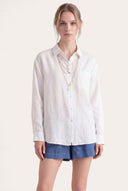 Regular Fit Boyfriend Linen Shirt - WHITE - 35700 - 1