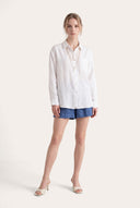 Regular Fit Boyfriend Linen Shirt - WHITE - 35700 - 2