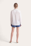 Regular Fit Boyfriend Linen Shirt - WHITE - 35700 - 4
