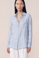 Regular Fit Boyfriend Linen Shirt - PLACID BLU - 35701 - 1