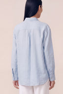 Regular Fit Boyfriend Linen Shirt - PLACID BLU - 35701 - 3
