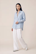 Regular Fit Boyfriend Linen Shirt - PLACID BLU - 35701 - 2