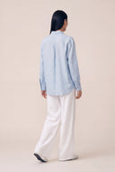 Regular Fit Boyfriend Linen Shirt - PLACID BLU - 35701 - 4