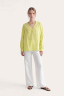 Regular Fit Relaxed V-Neck Linen Blouse - 2