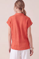 Regular Fit Short-Sleeved Linen Tie-Front Shirt - ANEMONE SO - 35167 - 3