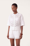 Relaxed Fit Short-Sleeved Sangallo Linen Shirt - WHITE - 35702 - 1