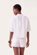 Relaxed Fit Short-Sleeved Sangallo Linen Shirt - WHITE - 35702 - 3
