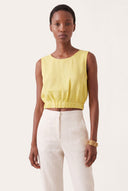 Regular Fit Sleeveless Linen Top with Elasticated Hem - CEDRO SOFT - 34968 - 1