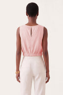 Regular Fit Sleeveless Linen Top with Elasticated Hem - BALLERINA  - 34969 - 3