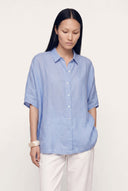 Oversized Linen Shirt - PLACID BLU - 35172 - 1