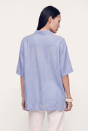 Oversized Linen Shirt - PLACID BLU - 35172 - 3