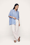 Oversized Linen Shirt - PLACID BLU - 35172 - 2