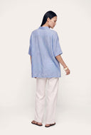 Oversized Linen Shirt - PLACID BLU - 35172 - 4