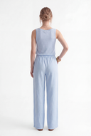 Relaxed Drawstring Linen Trousers - PLACID BLU - 35175 - 4