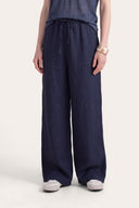 Relaxed Drawstring Linen Trousers - 1