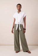 Wide-Leg Linen Trousers - KAKY - 35178 - 2