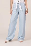 Wide-Leg Linen Trousers - PLACID BLU - 35709 - 1