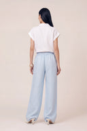 Wide-Leg Linen Trousers - PLACID BLU - 35709 - 4