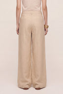 Pleated Wide-Leg Linen Trousers with Front Zip - CORDA - 35889 - 3