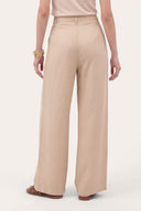 Pleated Wide-Leg Linen Trousers with Front Zip - CORDA - 35889 - 3