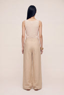 Pleated Wide-Leg Linen Trousers with Front Zip - CORDA - 35889 - 4