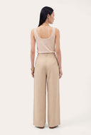 Pleated Wide-Leg Linen Trousers with Front Zip - CORDA - 35889 - 4