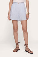 Striped Linen Shorts - BABY BLUE - 36489 - 1