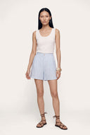 Striped Linen Shorts - BABY BLUE - 36489 - 2