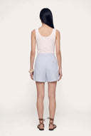 Striped Linen Shorts - BABY BLUE - 36489 - 4