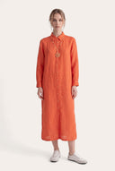 Slim Fit Linen Midi Dress - 1