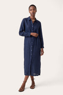 Slim Fit Linen Midi Dress - 1